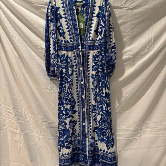 Blue and White Farm Rio Floral Maxi Dress - NWT - Picture 1 of 6